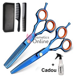 Foarfeca de Tuns si Filat Amelie AL014 Albastra 5,5 cu accesorii + 1 Pulverizator Cadou HSP029